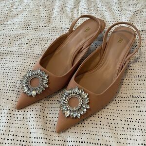 Zara kitten heel pumps with embellishment